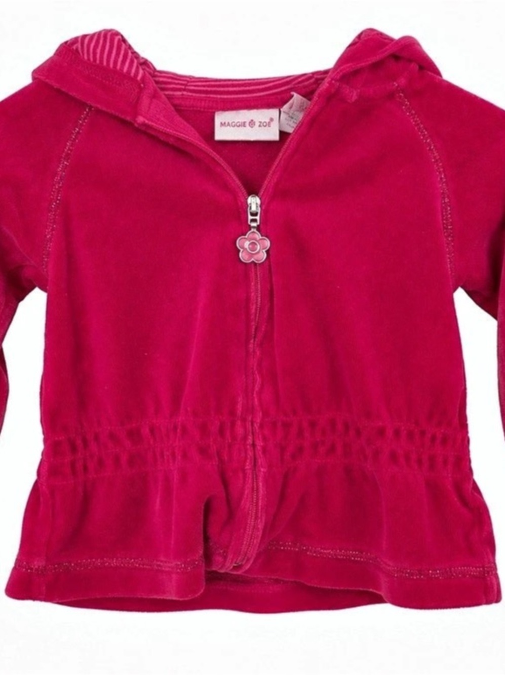 Maggie & Zoe Girls 18M Pink Velour Floral Hooded Zip Jacket